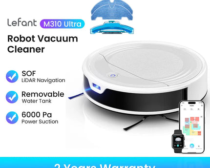 Lefant M310 Ultra – Robot aspirateur laveur 6000 Pa avec navigation ToF