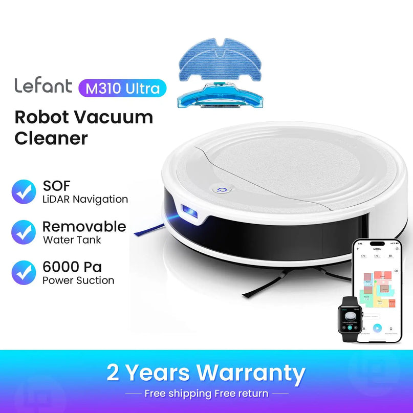 Lefant M310 Ultra – Robot aspirateur laveur 6000 Pa avec navigation ToF