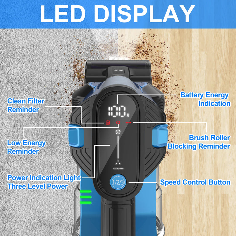 Aspirateur sans fil S8 260W – 60 kPa, écran LED, autonomie 50 min - image 4