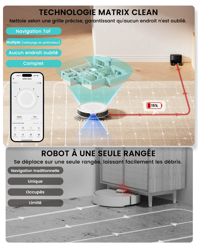 Lefant M310 Ultra – Robot aspirateur laveur 6000 Pa avec navigation ToF - image 2
